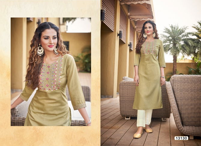 Kivi Liza Fancy Ethnic Wear Rayon Designer Embroidery Kurti Collection